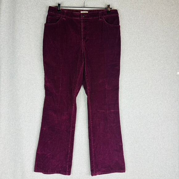 St.John's Bay Womans 14 Corduroy Pants Bootcut Maroon Pockets High Rise - Picture 2 of 8